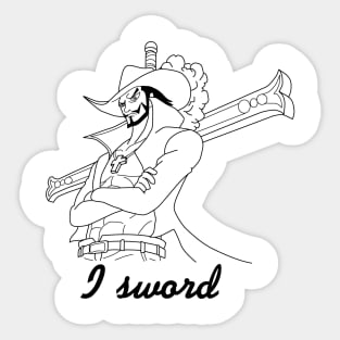 Dracule Mihawk - I sword (black) Sticker